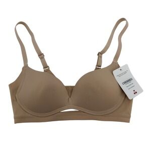 Cherries Office Elegance Wireless Push-Up Bra Tan Nude NEW
